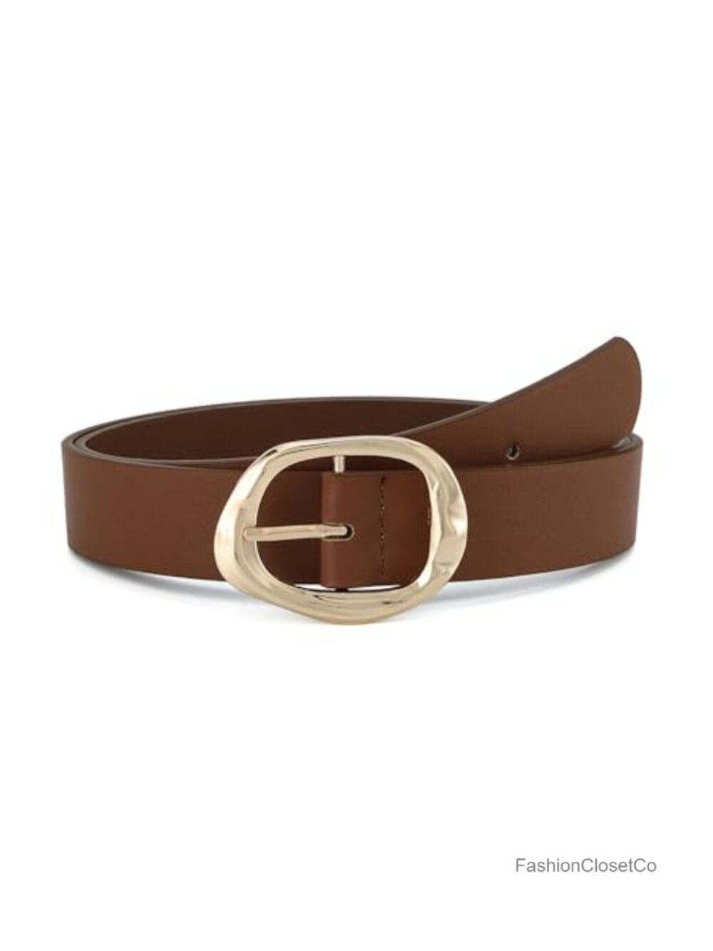 Women Faux Leather Belt Liquid Shape Buckle Jeans Dresses Waist Belt